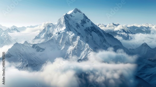 mountain covering with clouds background - generative ai