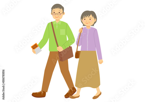 観光をする老夫婦のイラストのイメージ
