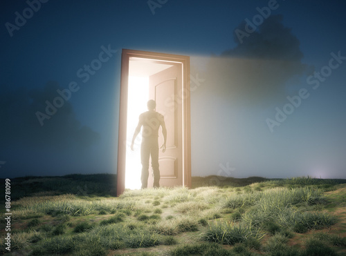 Fényképezés Opened door in the nature to the space.