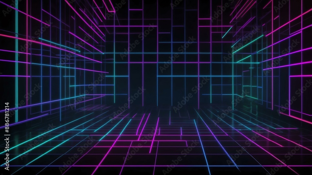 neon grid pattern grid of neon lines in various colors Retro neon background theme neon grid pattern grid of neon lines in various colors Retro neon background theme