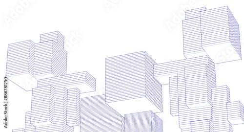 abstract modular architecture 3d rendering	
