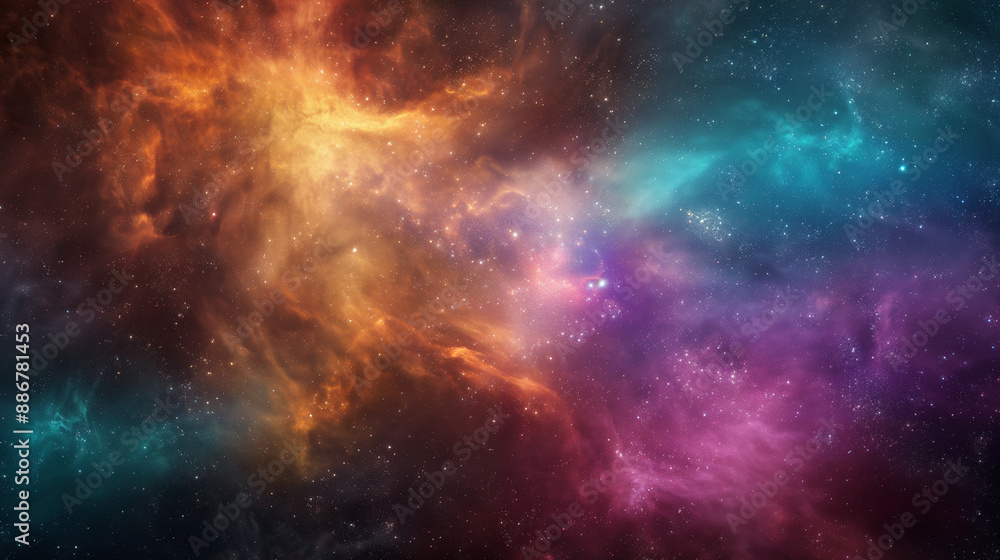 A colorful space background with a yellow and orange swirl A colorful space background with a yellow and orange swirl