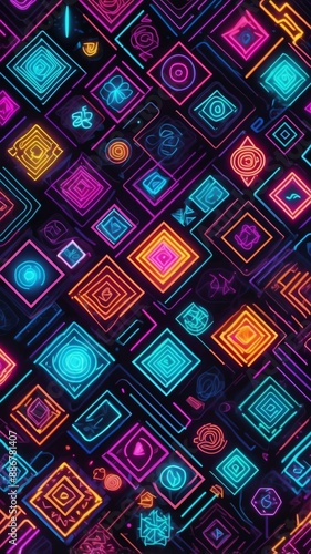 Wallpaper Mural neon patterns various geometric patterns filled with n Retro neon background theme Torontodigital.ca