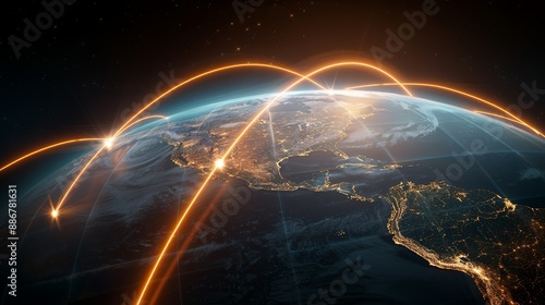 Surreal artwork depicting the interconnectedness of global supply chains and logistics networks, highlighting economic globalization. Illustration, Image, , Minimalism, © DARIKA
