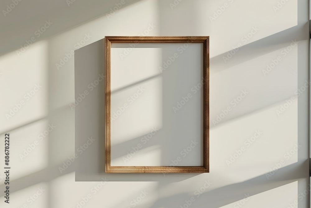 Empty Wooden Picture Frame on White Wall --ar 3:2 Job ID: cfc9b76d-55ac-4ef7-b9db-c5784bec2092 Empty Wooden Picture Frame on White Wall --ar 3:2 Job ID: cfc9b76d-55ac-4ef7-b9db-c5784bec2092