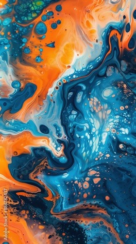 orange and blue abstract painting wallpaper - generative ai