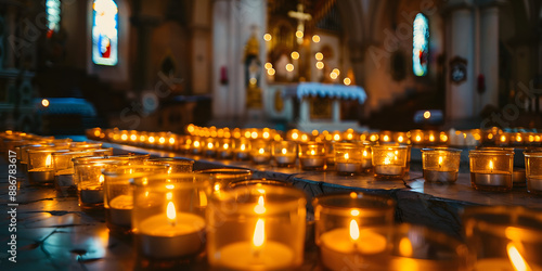 Oração à luz de velas na igreja photo