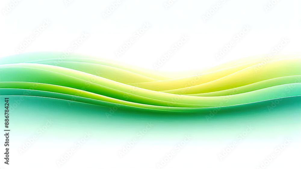 Smooth Green and Yellow Wave Design on White Smooth Green and Yellow Wave Design on White