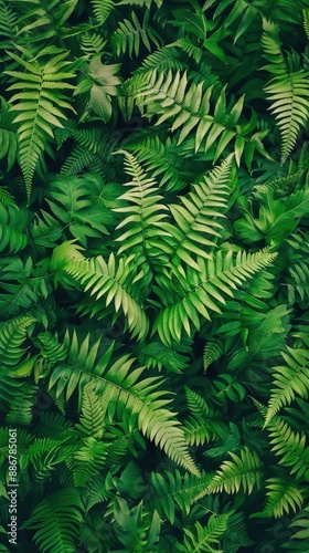 photo of green fern plant wallpaper - generative ai