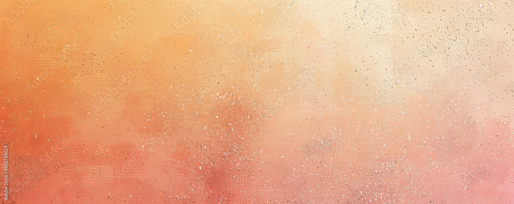 Fototapeta premium A grainy gradient banner background transitioning from light peach to rich coral, with a fine grainy