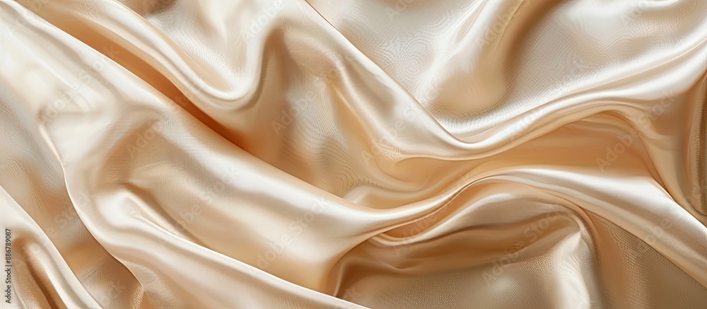 Smooth luxury satin silk cloth texture in beige or light brown tones adorns the background with a minimalistic style and ample copy space image. Smooth luxury satin silk cloth texture in beige or light brown tones adorns the background with a minimalistic style and ample copy space image.