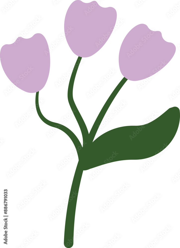 Organic Flat Tulip Flowers. Vector Illustration Organic Flat Tulip Flowers. Vector Illustration