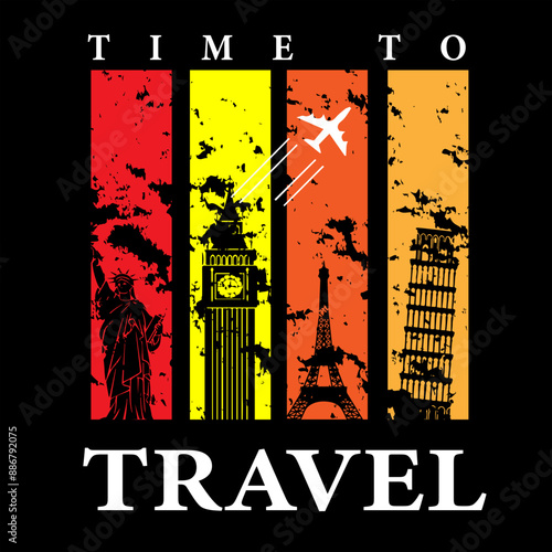 T shirt desing about travelling or hiking or world tour