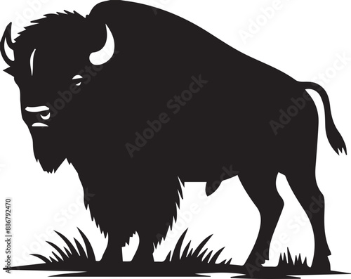 silhouettes of amerivan bison vector illustration
