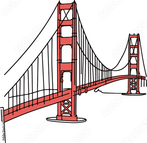 Stylized Illustration of the Golden Gate Bridge