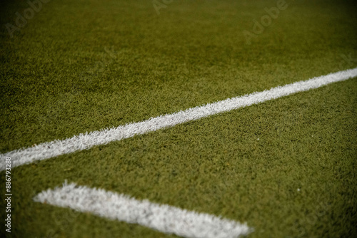 Linien auf Kunstrasen, Kunstrasenplatz Fussball Spielbegrenzung 