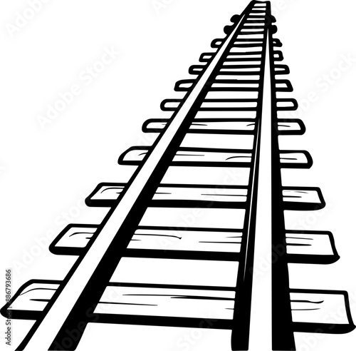 Abstract Black and White Railroad Tracks Perspective