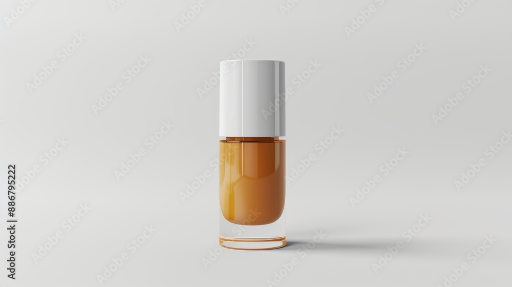 A bottle of nail polish is sitting on a white background A bottle of nail polish is sitting on a white background