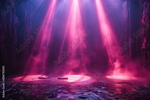 Pink and Blue Spotlight in Smoky Cave