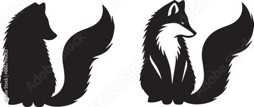 silhouettes of arctic fox vector illustration