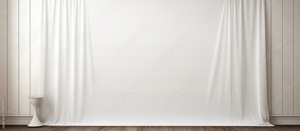 A white textile backdrop on wooden panels and blank wall with a space for adding text or images -- a fabric piece on a board with room for a copy space image. A white textile backdrop on wooden panels and blank wall with a space for adding text or images -- a fabric piece on a board with room for a copy space image.