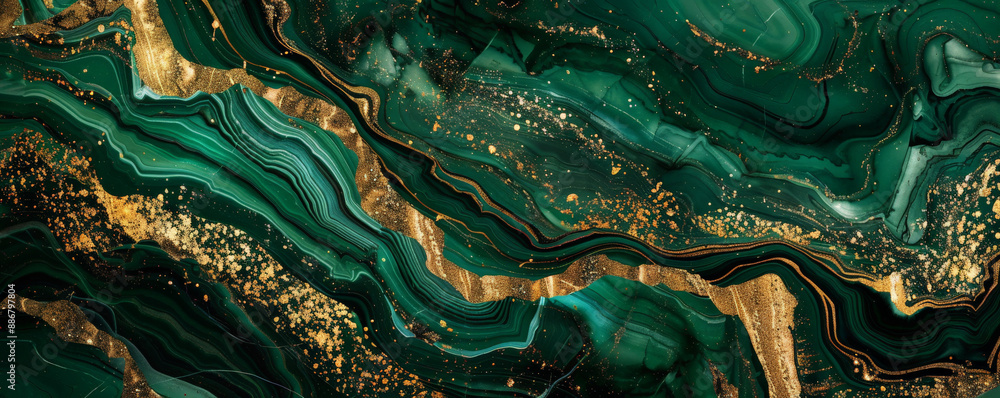 A luxurious marble texture background featuring rich shades of emerald green and gold. The elegant A luxurious marble texture background featuring rich shades of emerald green and gold. The elegant