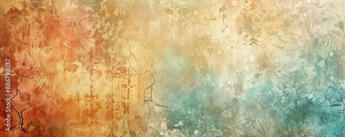 A grunge texture background with a mix of faded colors, cracks, and stains, evoking a distressed,