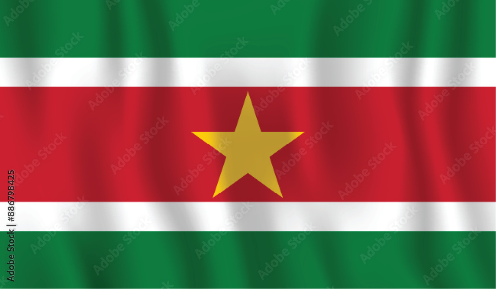 Obraz premium Realistic Suriname national flag Perfect color, scale, and proportion.