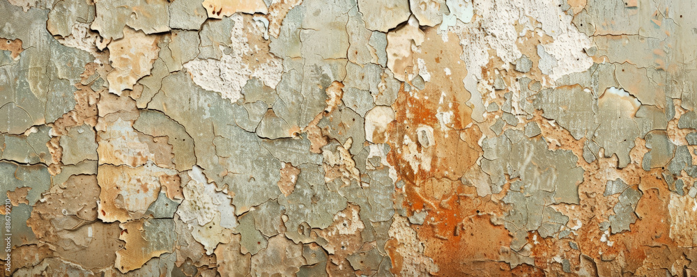 Obraz premium A grunge texture background with distressed, weathered surfaces, featuring a mix of cracked paint,