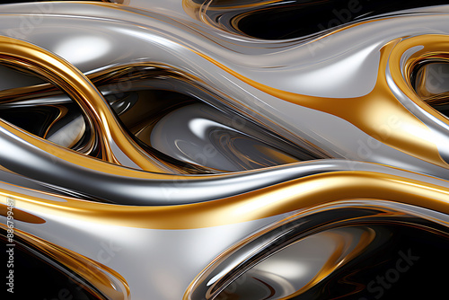 Wallpaper Mural 3D Seamless Abstract Background of Wave Metal, Seamless 3D Silver Design Wave Texture, Seamless Design Torontodigital.ca