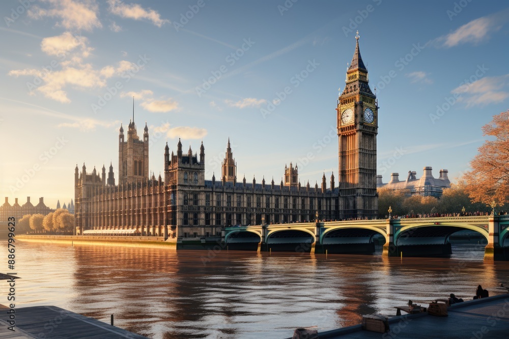 Big Ben Tower The architectural symbol of London England and Britain isolated in, generative IA Big Ben Tower The architectural symbol of London England and Britain isolated in, generative IA
