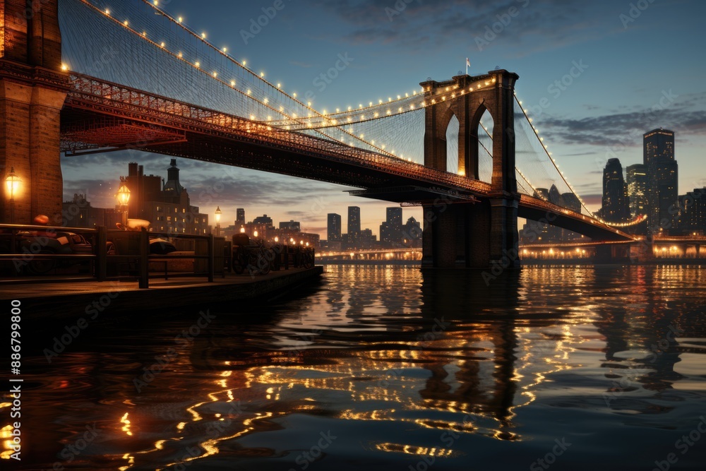 Obraz premium Brooklyn Bridge in New York, generative IA