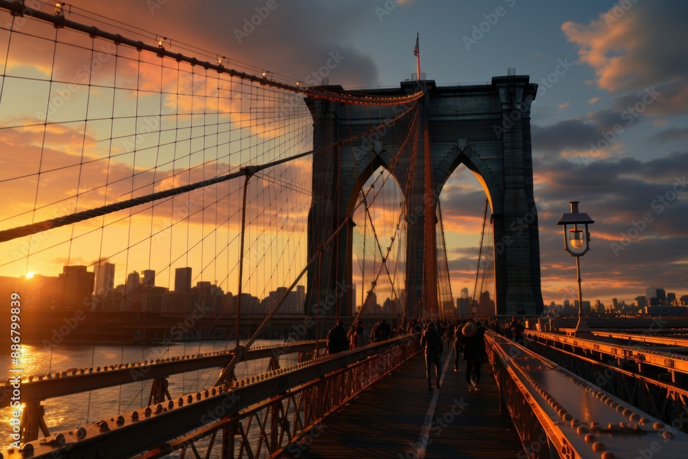 Fototapeta premium Brooklyn Bridge New York, generative IA