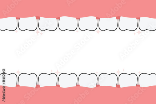 Frame of teeth banner. Tooth border medicine concept. Teeth oral dental Inspection Banner