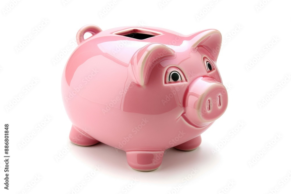 Pink Piggy Bank on White Background Pink Piggy Bank on White Background