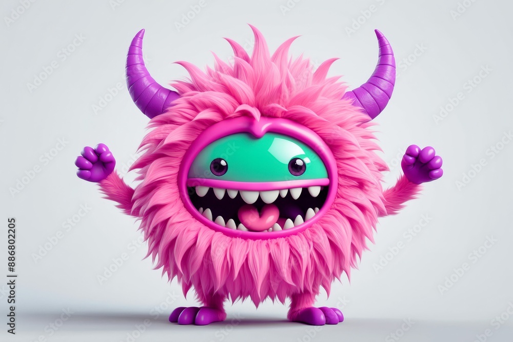 Funny cute adorable fluffy furry 3D cartoon character monster portrait on isolated background.
Funny cute adorable fluffy furry 3D cartoon character monster portrait on isolated background.