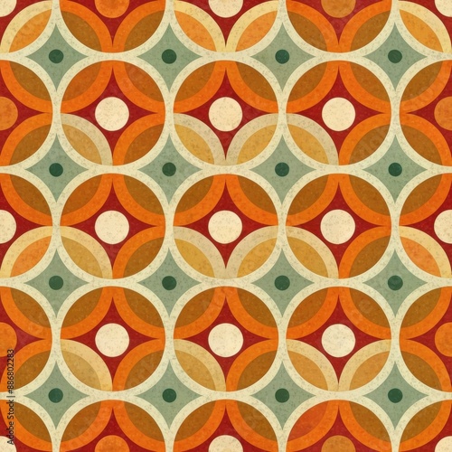 Groovy circles retro geometric seamless pattern