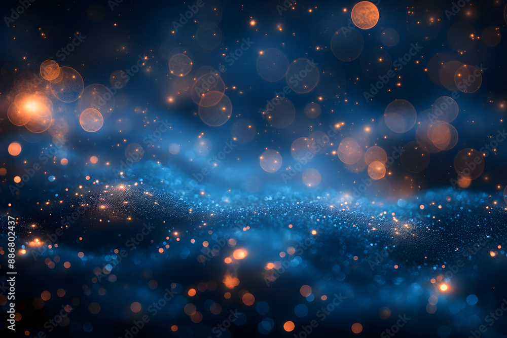 Enchanting Blue Cosmic Space with Sparkling Stars and Dust Particles Enchanting Blue Cosmic Space with Sparkling Stars and Dust Particles