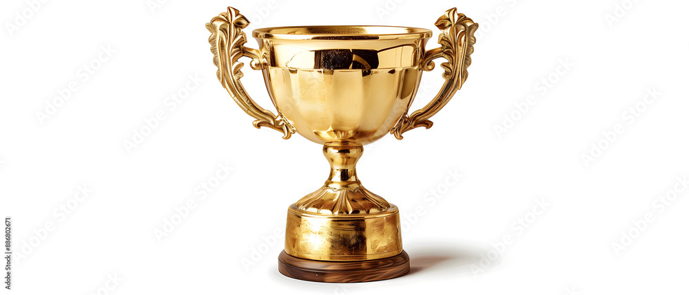 Elegant Golden Trophy Cup Isolated on White Background Elegant Golden Trophy Cup Isolated on White Background