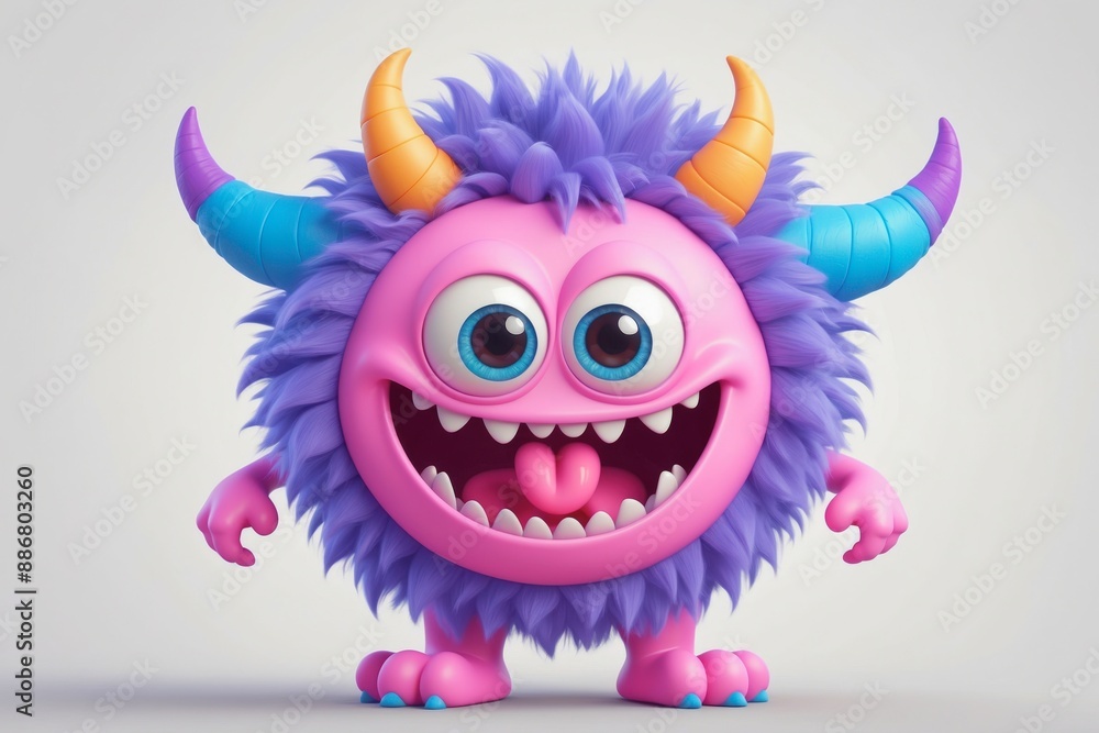 Funny cute adorable fluffy furry 3D cartoon character monster portrait on isolated background.
Funny cute adorable fluffy furry 3D cartoon character monster portrait on isolated background.