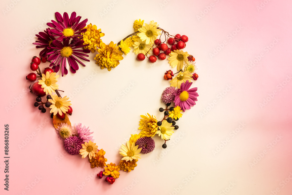 heart floral composition, isolated, copy space heart floral composition, isolated, copy space