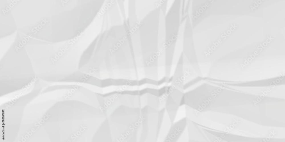 Fototapeta premium White wrinkly backdrop paper background. panorama craft wrinkly paper texture background, crumpled pattern texture. paper crumpled texture. white fabric crushed textured crumpled.