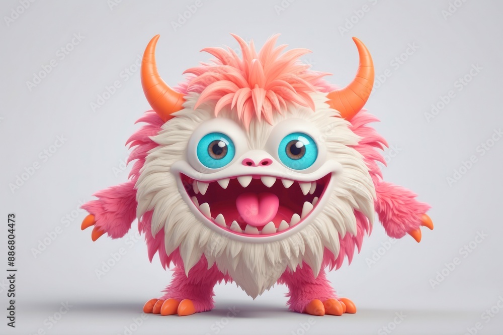 Funny cute adorable fluffy furry 3D cartoon character monster portrait on isolated background.
Funny cute adorable fluffy furry 3D cartoon character monster portrait on isolated background.