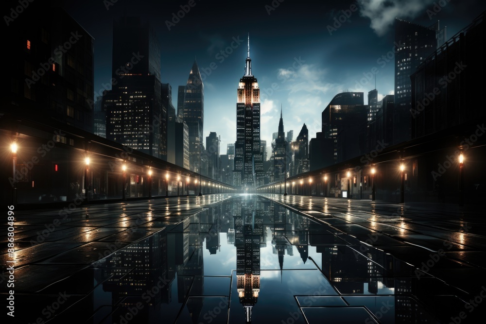 Obraz premium Empire State Building Closeup Manhattan New York City, generative IA