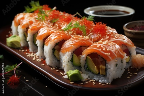 Fresh sushi roll, generative IA