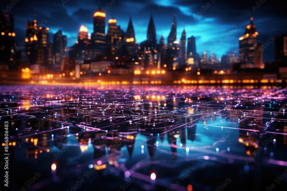 Future Modern Global Network Connection Technology Concept Background, generative IA Future Modern Global Network Connection Technology Concept Background, generative IA