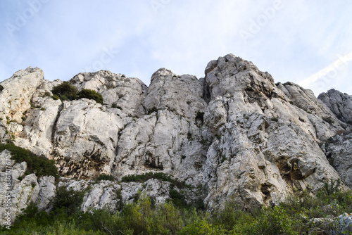 Rock formations in Calanques National Park next to Marseille, South of France.