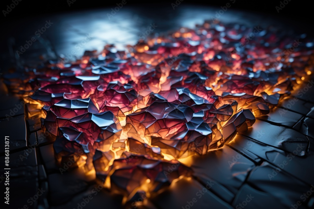 Obraz premium World Map with abstract colored triangular texture, generative IA