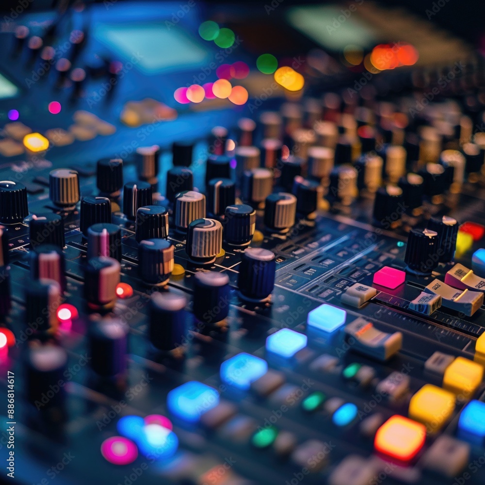 Fototapeta premium Amplifying Equipment That Adjusts Studio Audio Mixer Kit