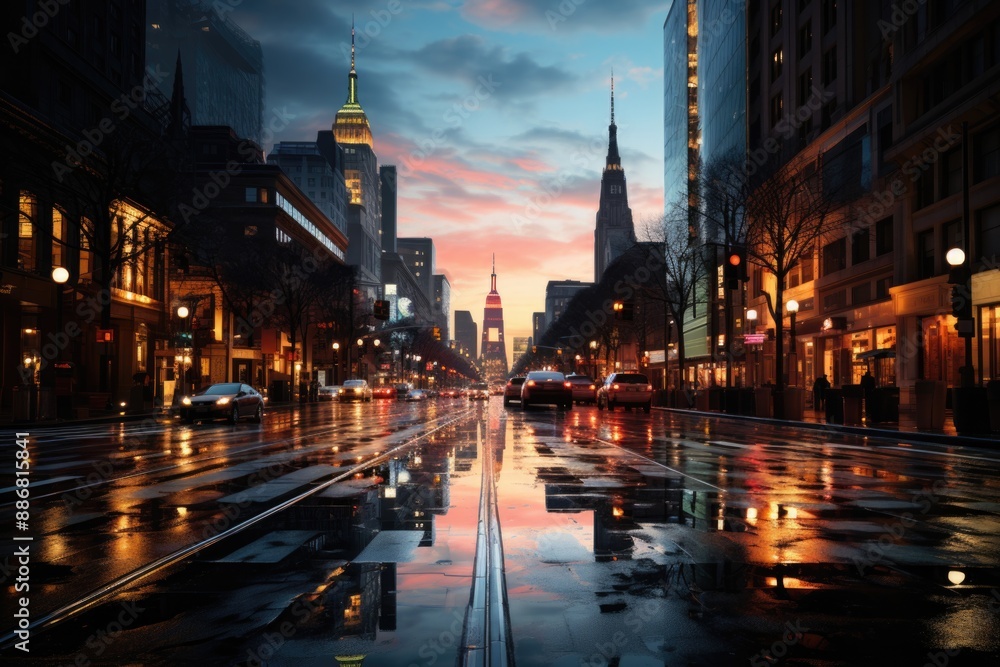 Obraz premium New York City Skyline Hand designed style pencil, generative IA